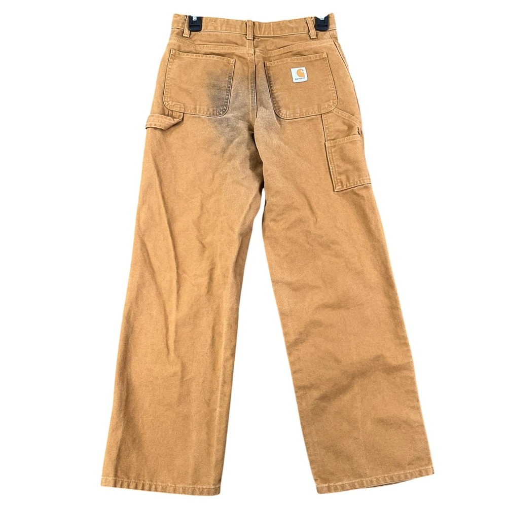 Carhartt Carpenter Pants Boys 14 Brown Duck Canvas Adjustable Waist School Wear
